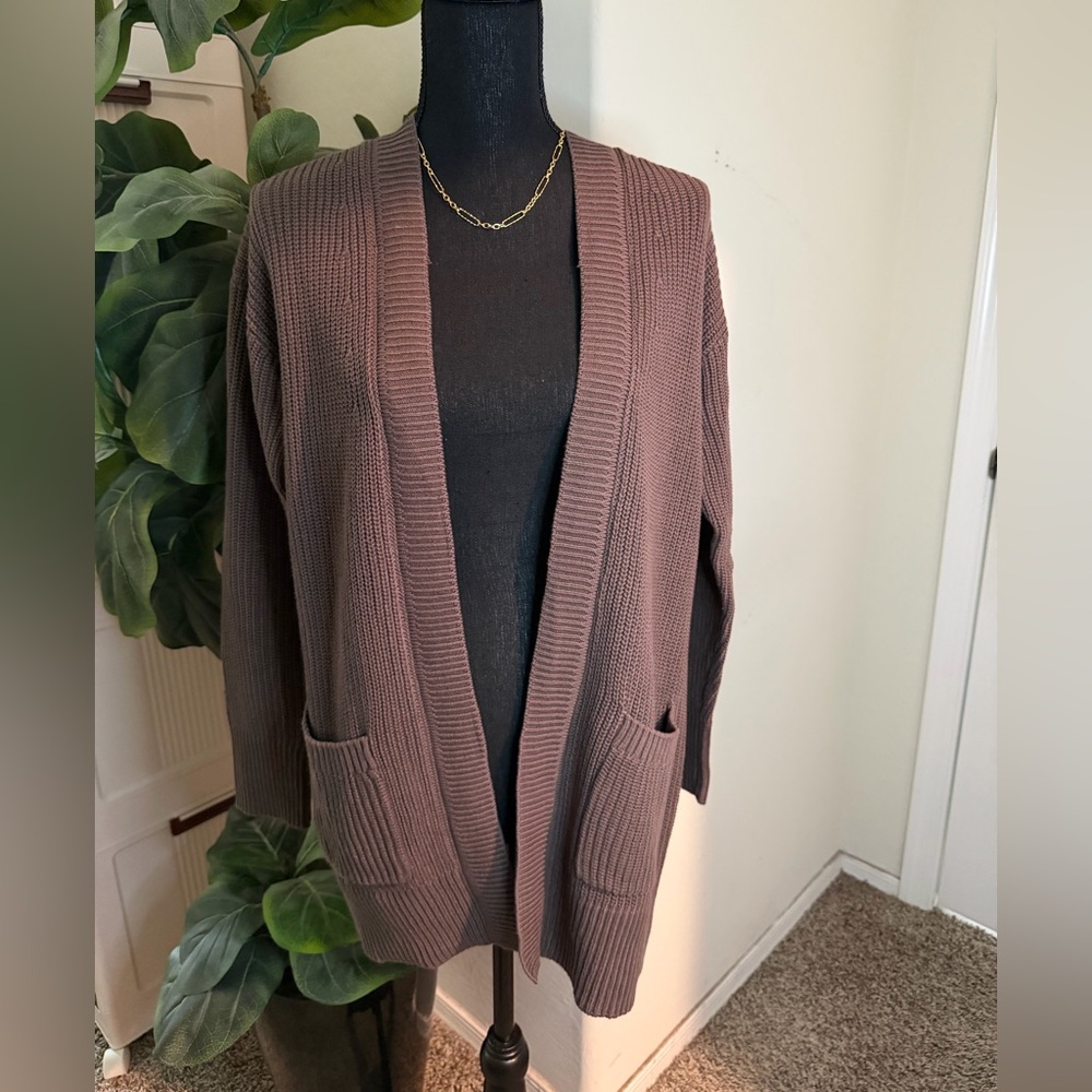 Women's Open Front Cardigan Sweater - Brown